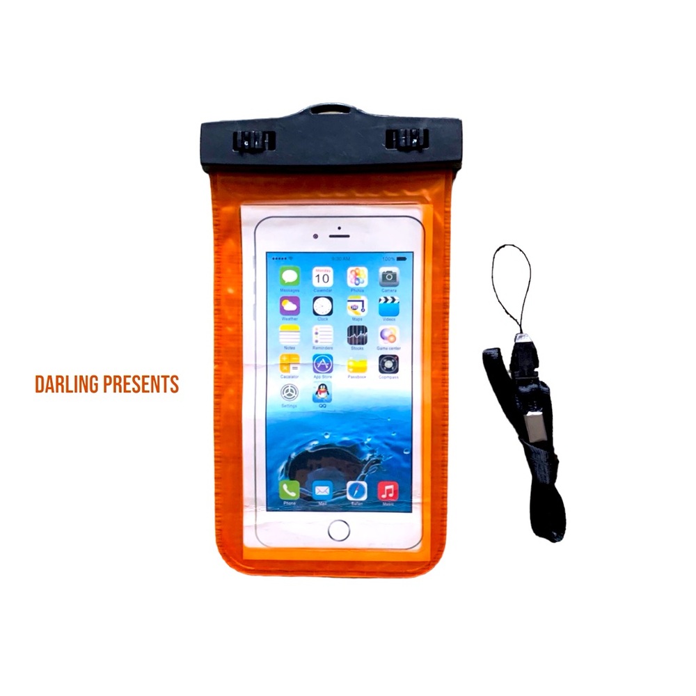 Universal Waterproof Phone Pouch Unisex Color Orange Size 7 X 4
